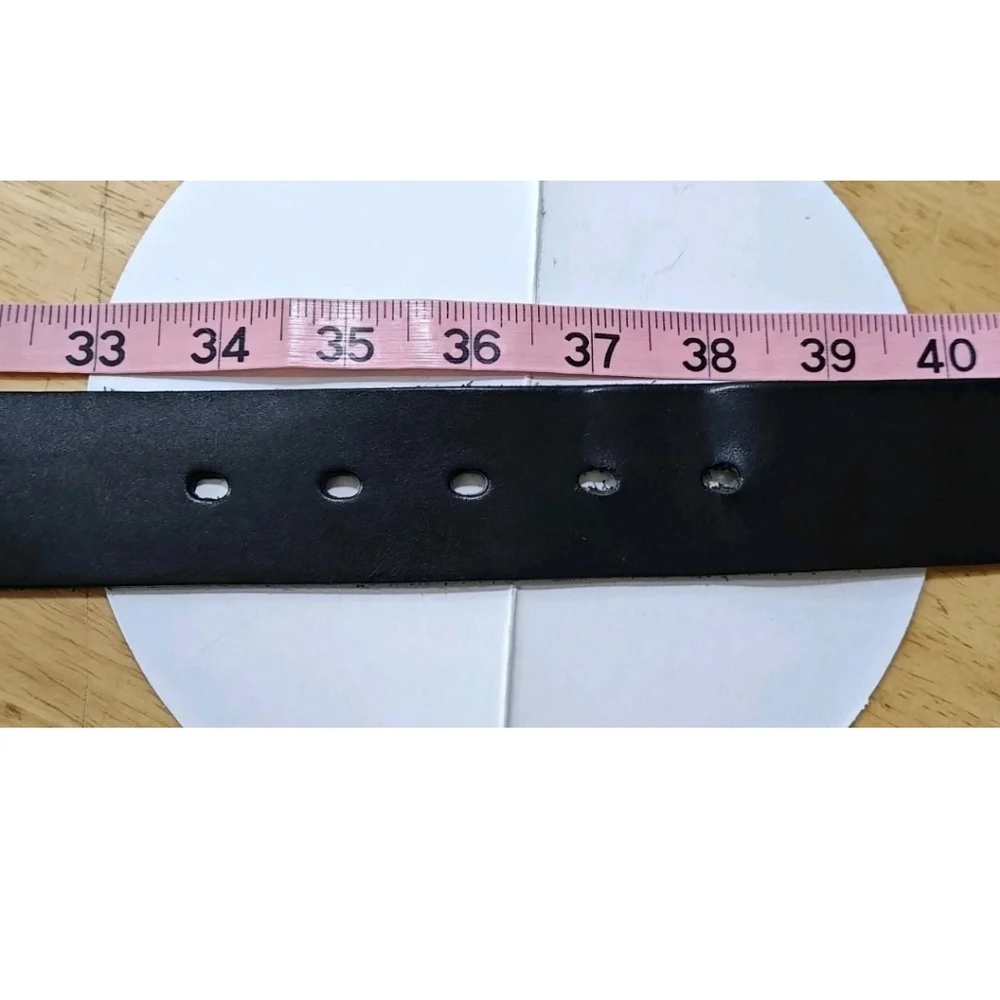 Fossil Black Genuine Leather Belt Adult Sz 36 Silver Square Buckle W1.5